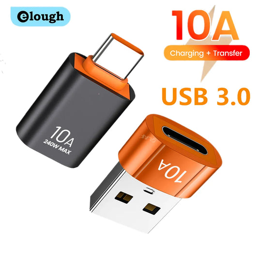 Elough 10A OTG USB 3.0 To Type C Adapter USB C Male To USB Female Converter Fast Charging OTG For Macbook Laptop Xiaomi Samsung.